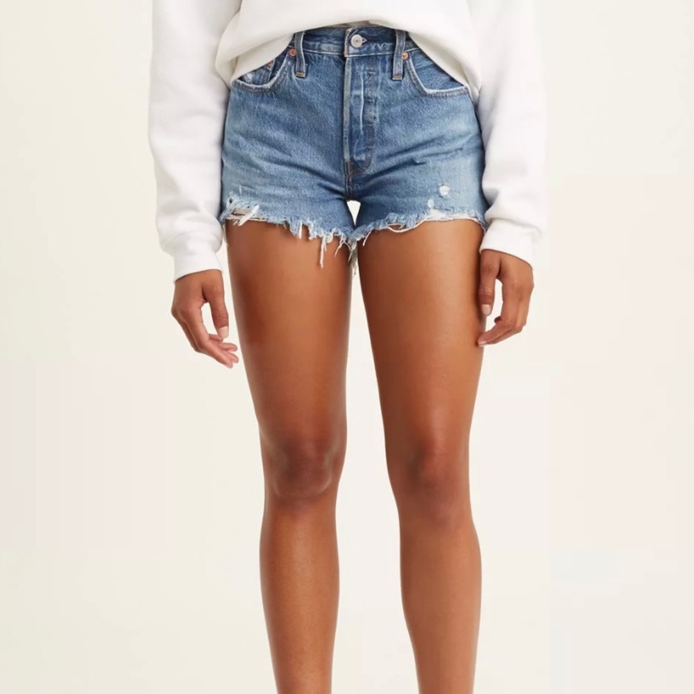 Levi 501 original high rise distress shorts